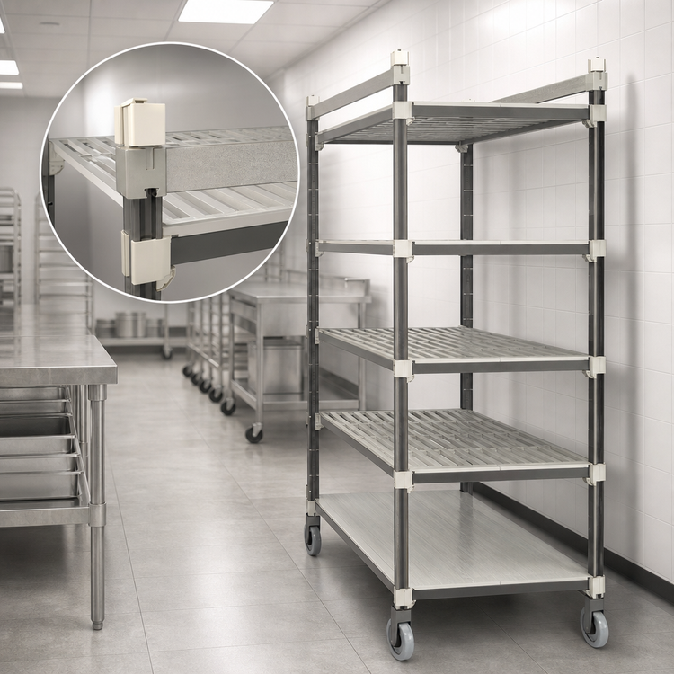 Product image #3 for Cambro Camshelving Elements XTRA 5-Tier High Density Top Rail Mobile Starter Shelving Unit, 21 x 48 x 80 Inches