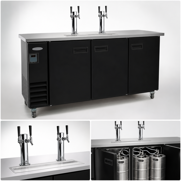 Product image #3 for Serv-Ware DD73-2-HC Flat-Top Two-Tower, Four-Faucet Beer Dispenser Keg Cooler