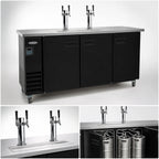 Thumbnail image #3 for Serv-Ware DD73-2-HC 73-Inch Flat-Top Beer Dispenser Keg Cooler with 2 Towers, 4 Faucets, 17.26 Cu. Ft. Capacity, Black Exterior