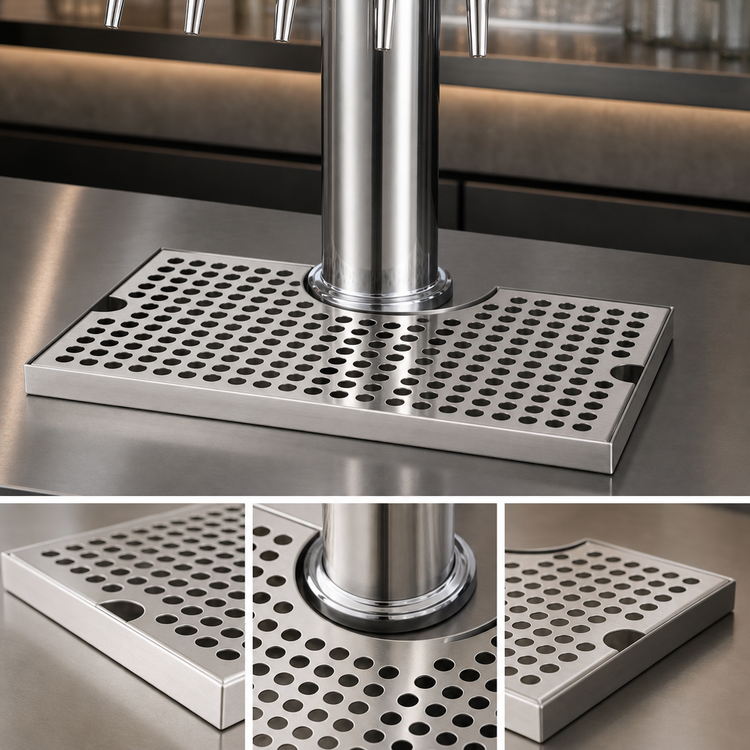 Product image #3 for Micro Matic 12 x 7-Inch Surface Mount Stainless Steel Drip Tray Trough with 5-Inch Draft Tower Cutout