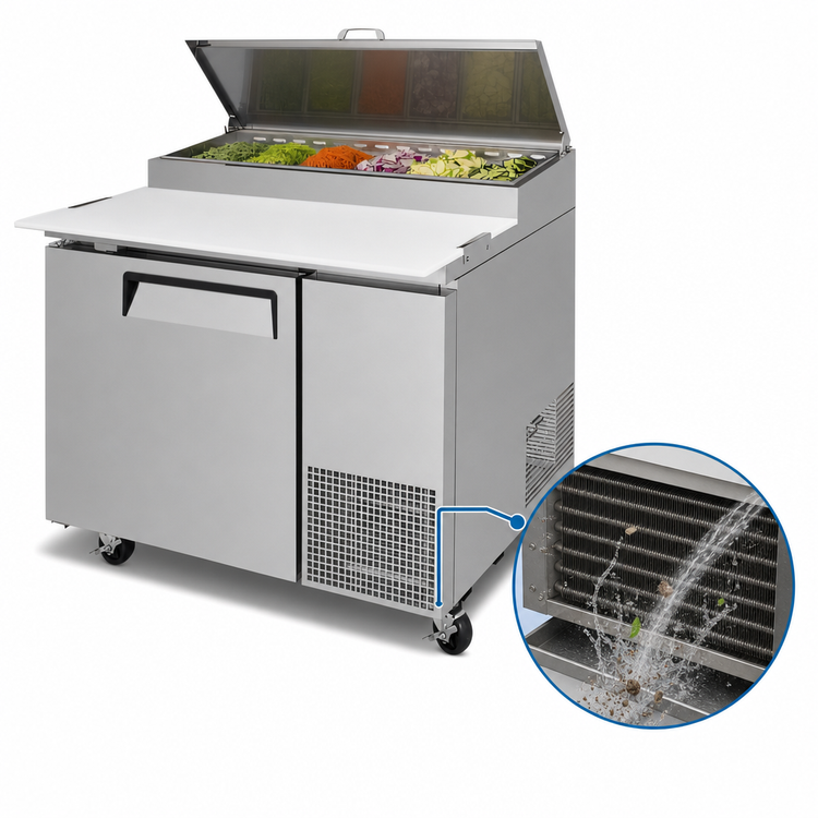 Product image #3 for Turbo Air Super Deluxe 44-Inch Single-Section Pizza Prep Table with Poly Cutting Board and 1 Solid Door