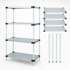 Thumbnail image #3 for Quantum WR74-2130SG Solid Shelving Starter Kit, 4 Shelves, 30"W x 21"D x 74"H, Galvanized Steel Shelves, Chrome Posts