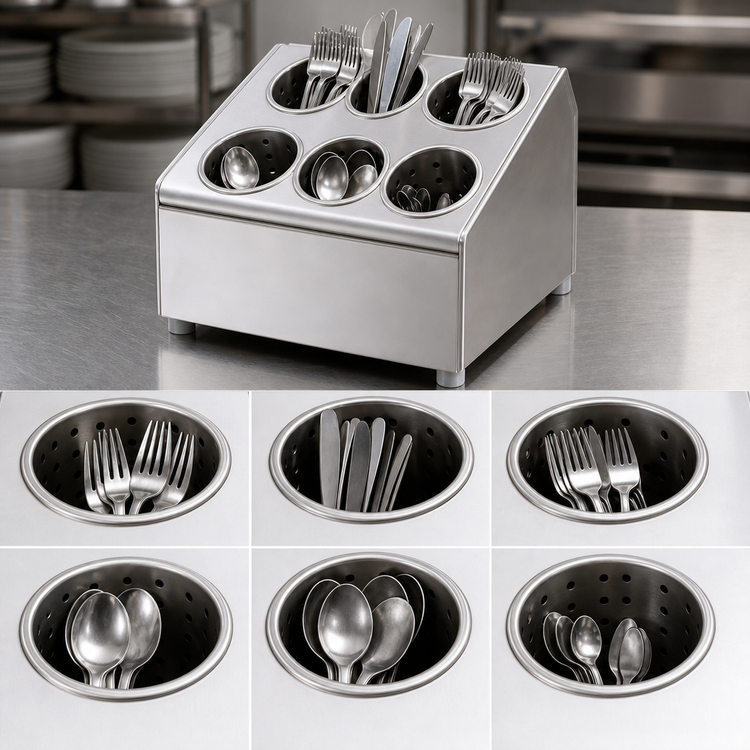 Product image #3 for Vollrath Silv-A-Tainer Countertop 6-Cylinder Stainless Steel Cutlery Dispenser