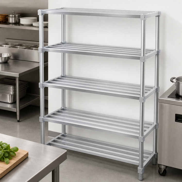 Product image #4 for Channel Manufacturing TA2454-5-KIT Adjustable Tubular Aluminum Cantilevered Shelving Kit, 54W x 24D x 72H, 5 Shelves