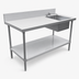 Thumbnail image #3 for 72-Inch Stainless Steel Sink Table With Right-Side Prep Sink, Backsplash and Undershelf