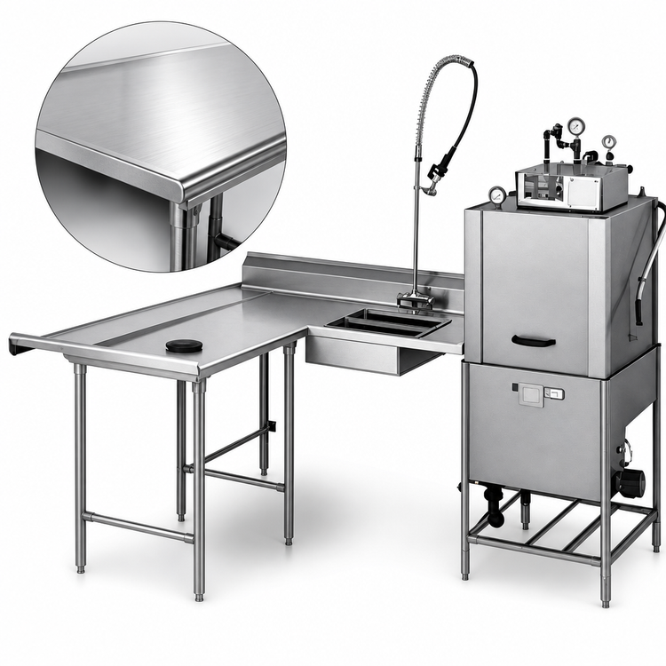 Product image #3 for Eagle Group Spec-Master SDTLR-96-14/3 Island Soiled Dishtable with Pre-Rinse Sink