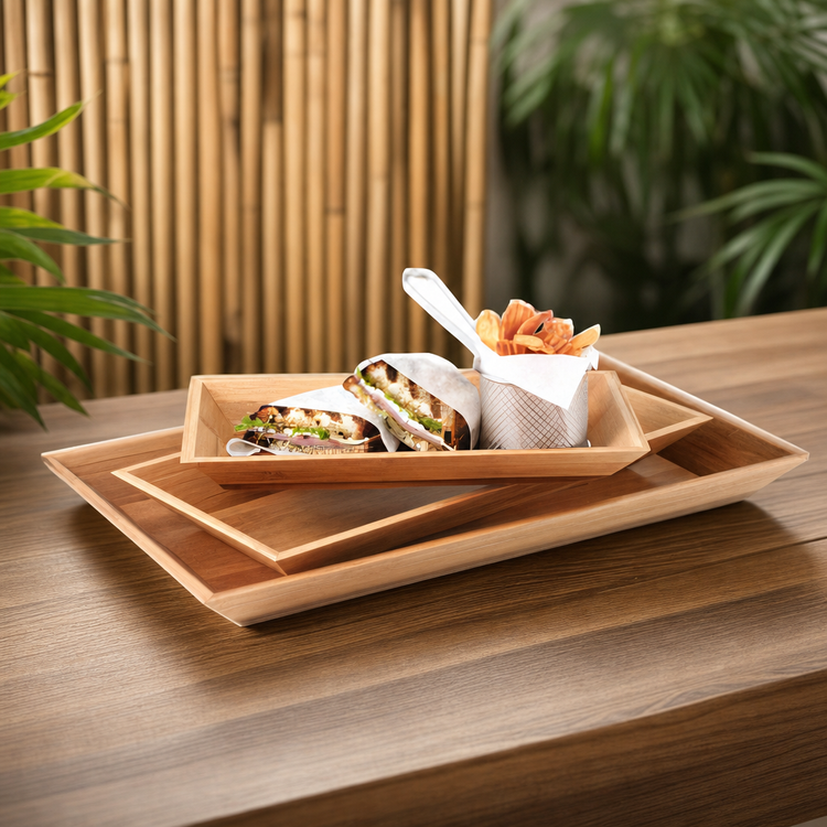 Product image #3 for American Metalcraft Rectangular Bamboo Serving Tray