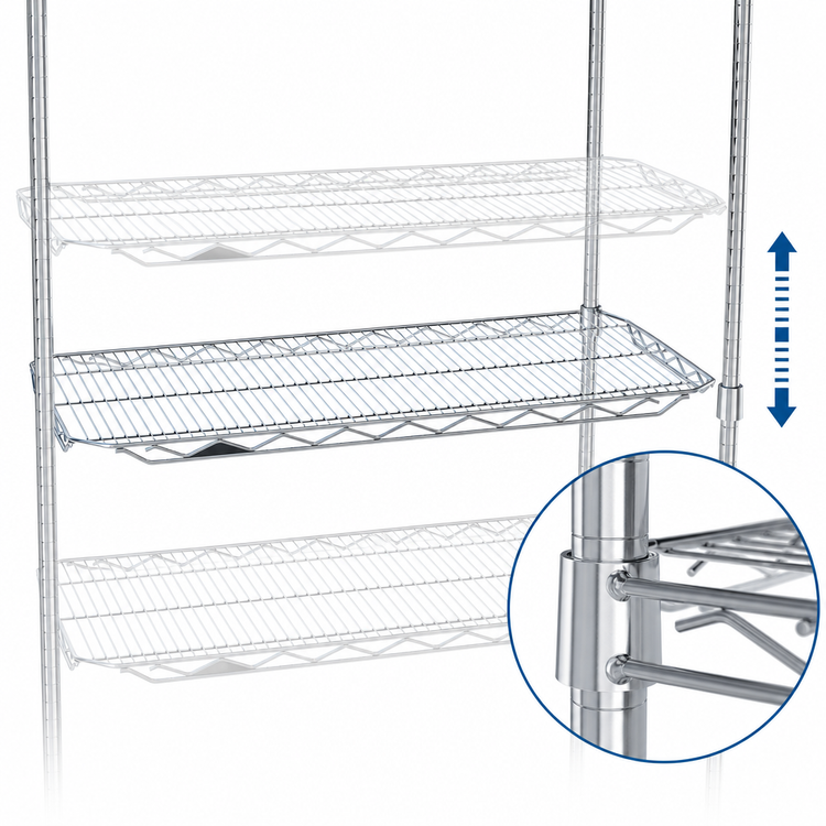 Product image #4 for Metro Super Erecta qwikSLOT 60"W x 24"D Chrome Plated Adjustable Wire Intermediate Shelf