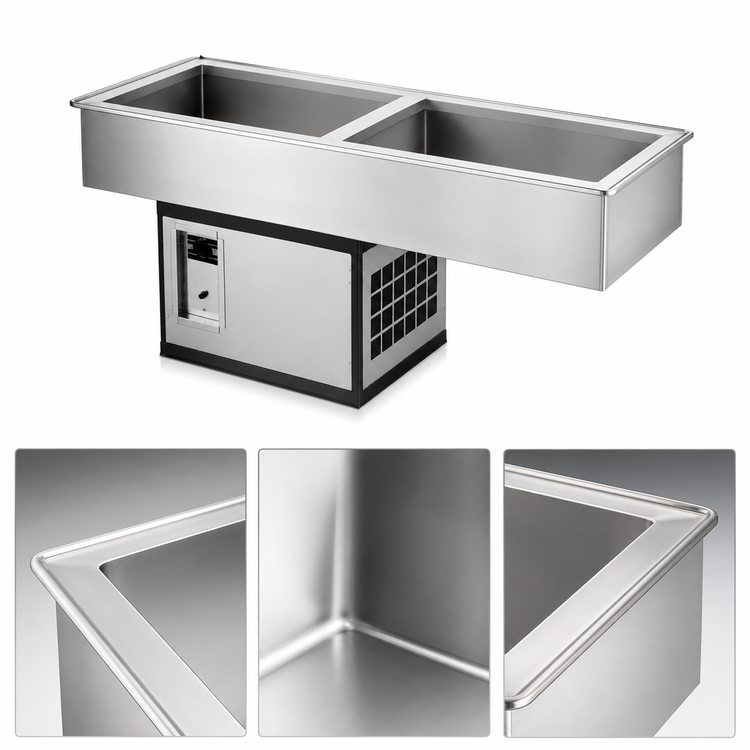 Product image #3 for Atlas Metal WCMDCL-4 Slim-Line 4-Pan Refrigerated Cold Food Drop-In Well