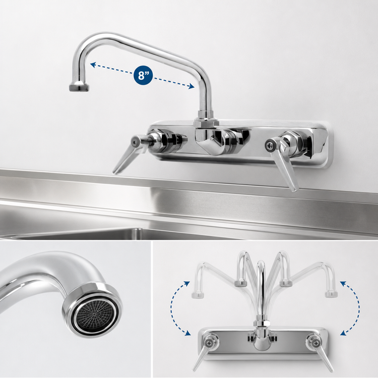 Product image #3 for T&S Brass B-1126-M Backsplash-Mount Workboard Faucet with 8-Inch Swing Nozzle