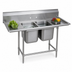Thumbnail image #3 for Advance Tabco Regaline 2-Compartment Stainless Steel Sink with Left and Right Drainboards, 24 x 24 Inch Bowls, 11 Inch Backsplash