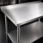 Thumbnail image #3 for John Boos Stallion ST4R1.5-3060GSK 60" x 30" Stainless Steel Work Table, 14-Gauge 300-Series Top, Rear Up-Turn, Galvanized Undershelf