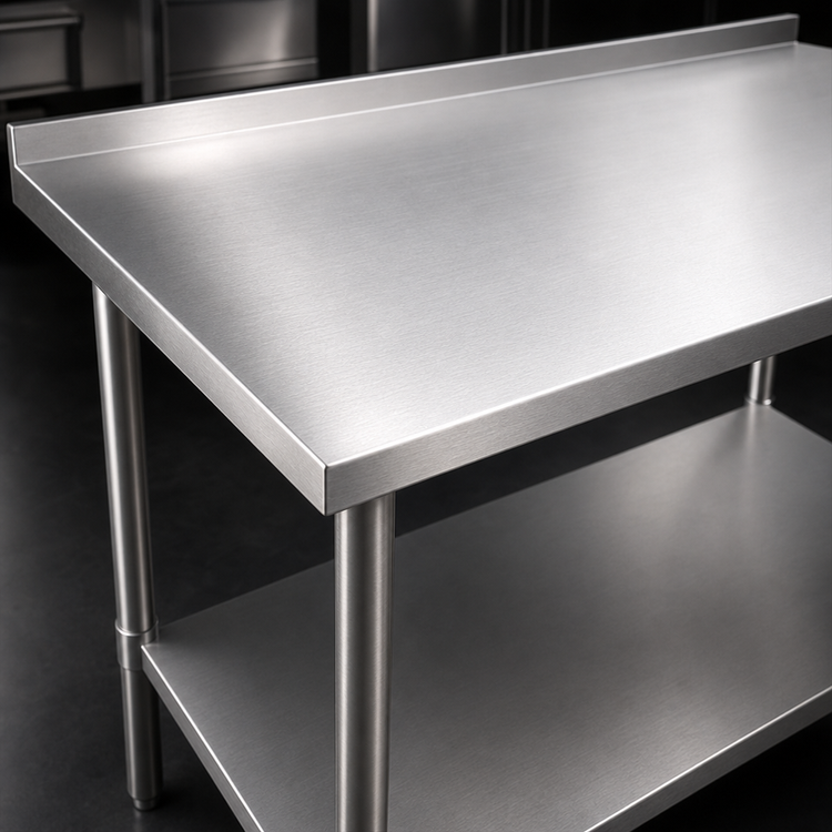 Product image #3 for John Boos Stallion 60" x 30" 14-Gauge Stainless Steel Work Table with 1-1/2" Rear Up-Turn and Galvanized Undershelf
