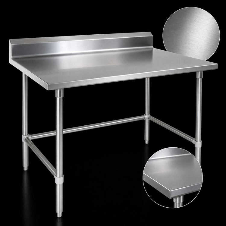 Product image #3 for John Boos Stallion 108-Inch x 36-Inch Stainless Steel Work Table with 5-Inch Backsplash and Safety Edge