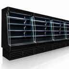 Thumbnail image #3 for Howard-McCray 35E Series R-OD35E-12S-B-LED 147-Inch Remote Dairy Open Merchandiser, 4-Tier LED Shelves, Black, Sloped Endless Design