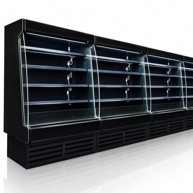 Product image #3 for Howard-McCray 35E Series 147-Inch Remote Dairy Open Merchandiser with LED Lighting, Black, Sloped Endless Design
