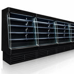 Thumbnail image #3 for Howard-McCray 35E Series R-OD35E-12S-B-LED 147-Inch Remote Dairy Open Merchandiser, 4-Tier LED Shelves, Black, Sloped Endless Design