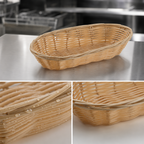 Thumbnail image #3 for Winco PWBN-9B Long Oval Woven Polypropylene Fast Food Basket, Tan, 9 x 4-1/4 x 2 Inches Case of 12