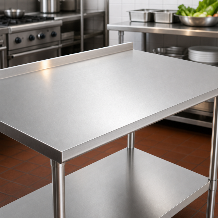 Product image #3 for John Boos Stallion 72-Inch x 30-Inch 14-Gauge Stainless Steel Top Work Table with 1-1/2-Inch Rear Up-Turn and Stallion Safety Edge Front