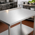 Thumbnail image #3 for John Boos Stallion ST4R1.5-3072GSK 72 x 30-Inch Stainless Steel Work Table, 14-Gauge Top, Rear Up-Turn, Galvanized Base with Undershelf