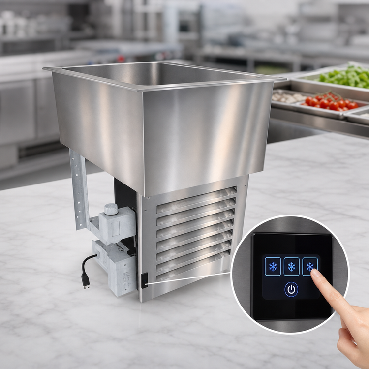 Product image #3 for Duke Drop-In Refrigerated Cold Food Pan with Drain, 1 Full-Size Pan, Touchscreen Control, R290, 120V