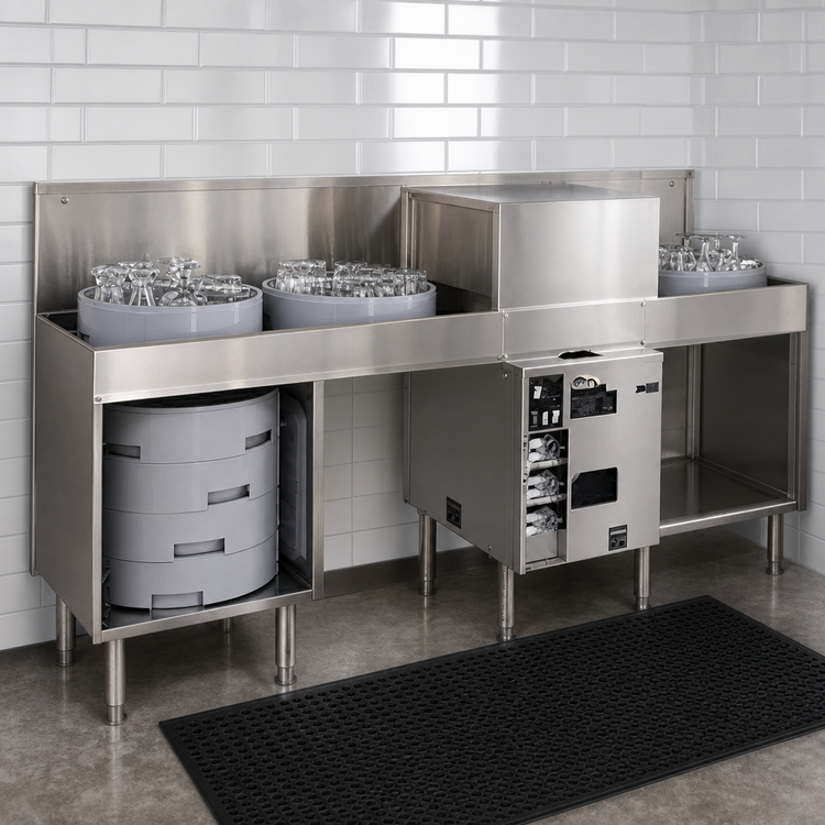 Product image #3 for Glastender GT-18+2-90L Side-to-Side Pass-Thru Glasswasher Station with Low-Temperature Chemical Sanitizing