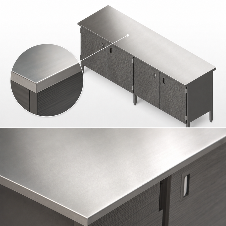 Product image #3 for John Boos Enclosed Base Work Table with Hinged Doors, Stainless Steel Top, 84 x 30 Inches