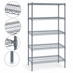 Thumbnail image #4 for Quantum WR86-2130GY-5 Stationary Wire Shelving Starter Unit, 30W x 21D x 86H, 5 Shelves, Gray Epoxy Finish