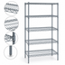 Thumbnail image #4 for Quantum Stationary Wire Shelving Starter Kit, 30 Inch W x 21 Inch D x 86 Inch H, 5 Shelves, Gray Epoxy Finish