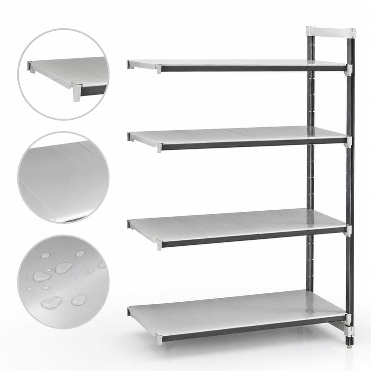 Product image #3 for Cambro Camshelving Elements XTRA 21" x 60" x 72" 4-Tier Solid Stationary Add-On Shelving Unit