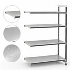 Thumbnail image #3 for Cambro Camshelving® Elements EXA216072S4480 21" x 60" x 72" 4-Tier Solid Composite Add-On Shelving Unit, Speckled Gray