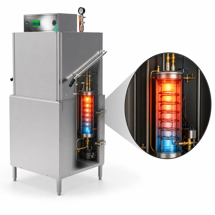 Product image #3 for Champion DH-3000 Single-Rack High-Temperature Door-Type Dishwasher with 40°/70°F Rise Electric Booster, 60 Racks/Hour