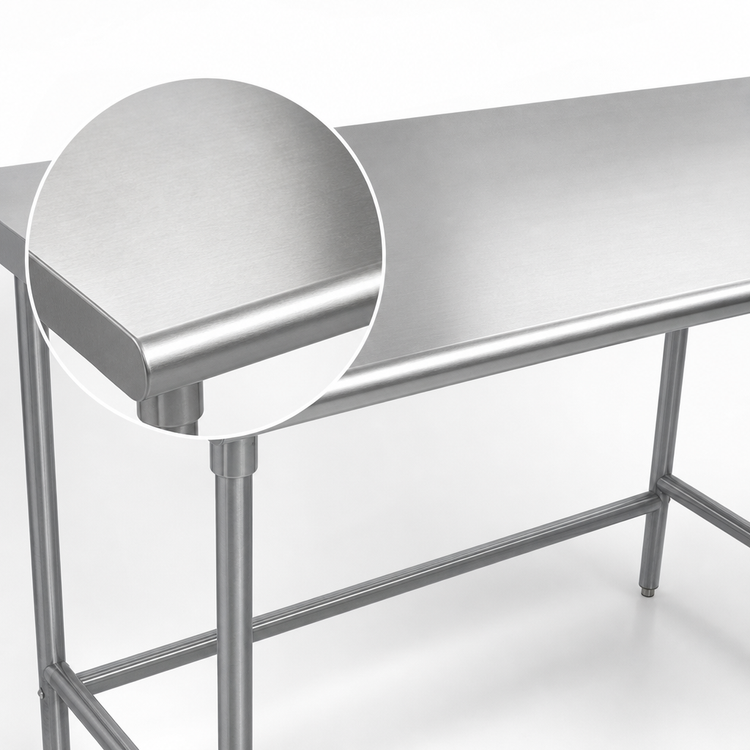 Product image #3 for Advance Tabco 120" x 30" 14-Gauge 304 Stainless Steel Flat Top Work Table with Open Base