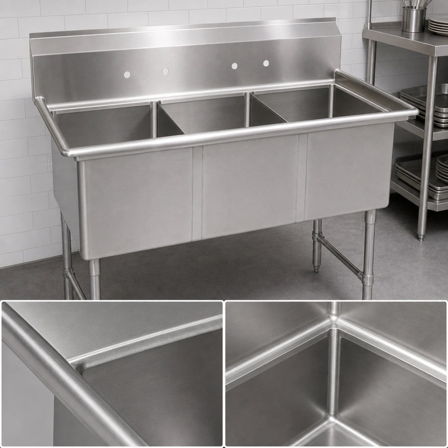 16-Gauge 304 Stainless Steel Deck and Bowls