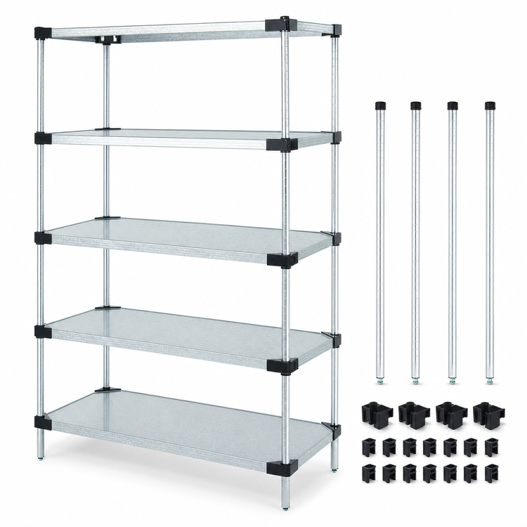 Product image #3 for Quantum Solid Shelving Starter Kit, 72"W x 24"D x 63"H, 5 Solid Shelves