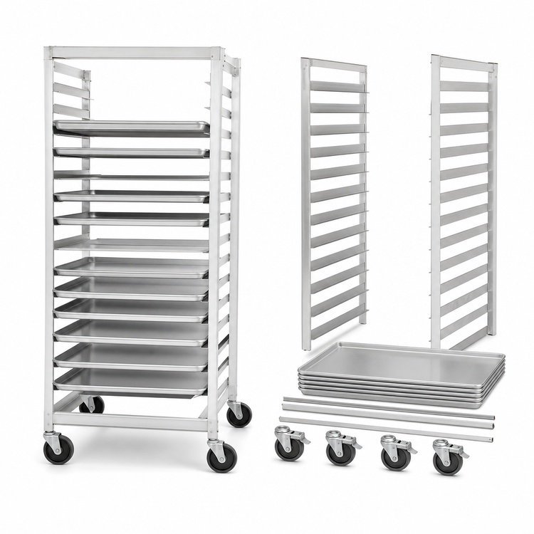 Product image #3 for Channel Manufacturing 411AKD Mobile Knock Down Side-Load Aluminum Bun Pan Rack, 20-Pan Capacity