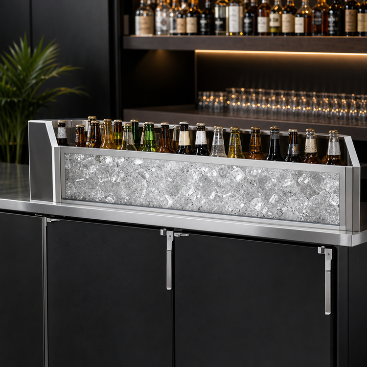 Product image #3 for Glastender Back Bar Glass Ice Display Unit for Bottled Beverages, 54 x 18 x 9 Inch