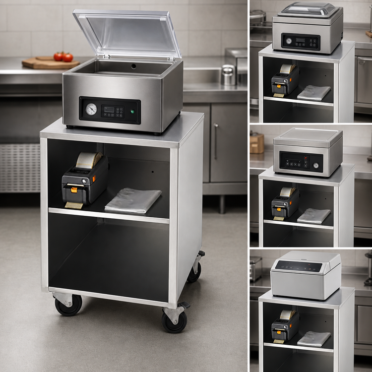 Product image #3 for ATMOVAC Mobile Stainless Steel Equipment Stand for Tabletop Vacuum Machines