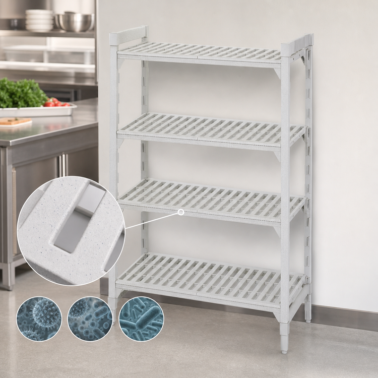 Product image #4 for Cambro Camshelving Premium 4-Tier Vented Stationary Starter Unit, 21 x 36 x 84 Inches, Speckled Gray