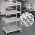 Thumbnail image #4 for Cambro Camshelving Premium 84-Inch High 4-Shelf Vented Polymer Shelving Stationary Add-On Unit, 18 x 72 Inches, Speckled Gray