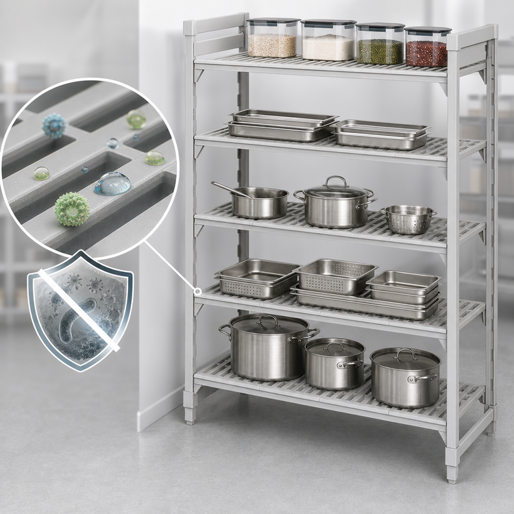 Product image #4 for Cambro Camshelving Premium 5-Shelf Vented Stationary Starter Unit, 21 x 54 x 64 Inches, Speckled Gray
