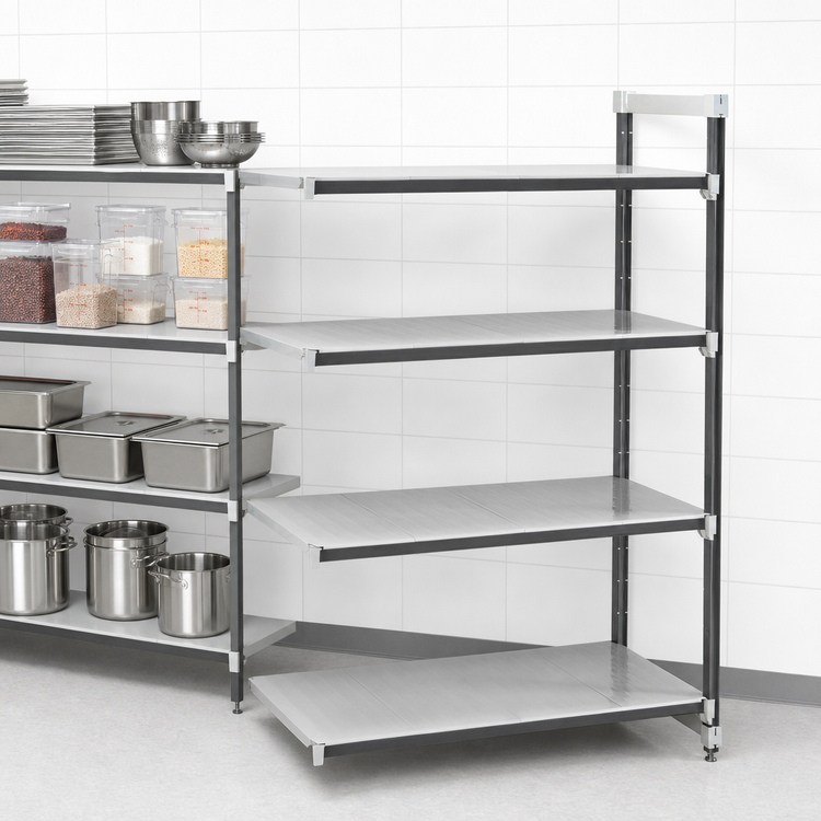 Product image #3 for Camshelving Elements XTRA 4-Tier Solid Stationary Add-On Shelving Unit, 24W x 48L x 64H, Speckled Gray