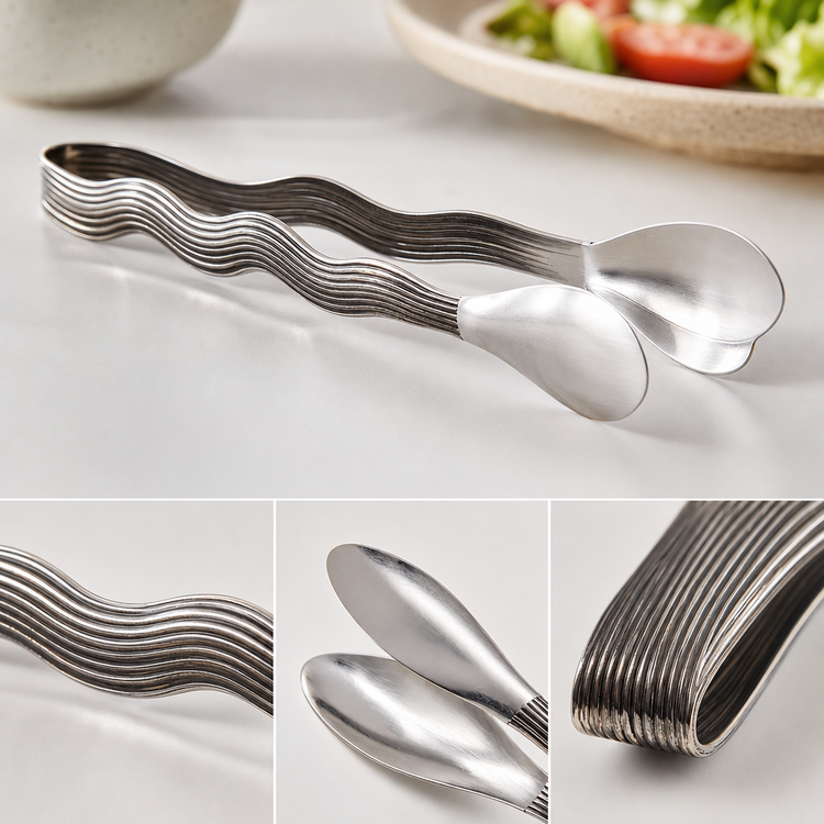 Product image #3 for American Metalcraft Wavy Aged Stainless Steel Serving Tongs, 11-3/4 Inch