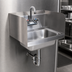 Thumbnail image #3 for BK Resources Wall-Mounted 304 Stainless Steel Hand Sink with Side Splashes and Faucet, 14 x 10 x 5-Inch Bowl
