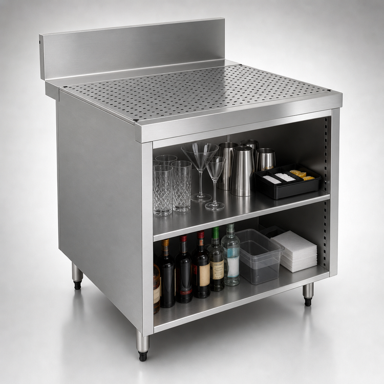 Product image #3 for Advance Tabco Prestige 42-Inch Stainless Steel Open Front Underbar Drainboard Cabinet