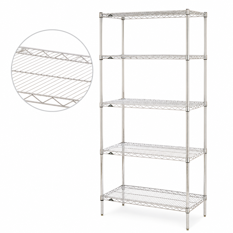 Product image #3 for Metro Super Erecta 5-Shelf Wire Shelving Starter Unit, 30W x 24D x 74H, Super Erecta Brite Finish