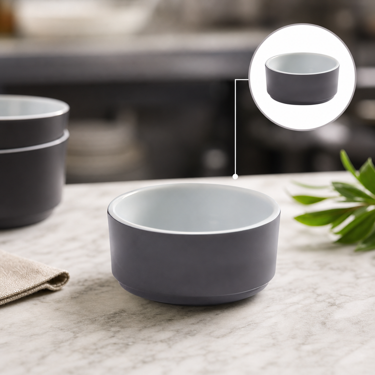 Product image #3 for American Metalcraft 5 oz Graphite Round Melamine Bowl