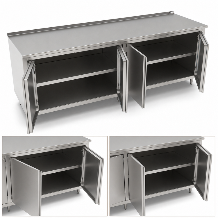 Product image #3 for John Boos 120 x 24 Inch Enclosed Work Table with Cabinet Base and Hinged Doors