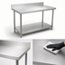 Thumbnail image #3 for Omcan USA 60-Inch x 30-Inch 20-Gauge 430 Stainless Steel Work Table with 4-Inch Backsplash and Undershelf