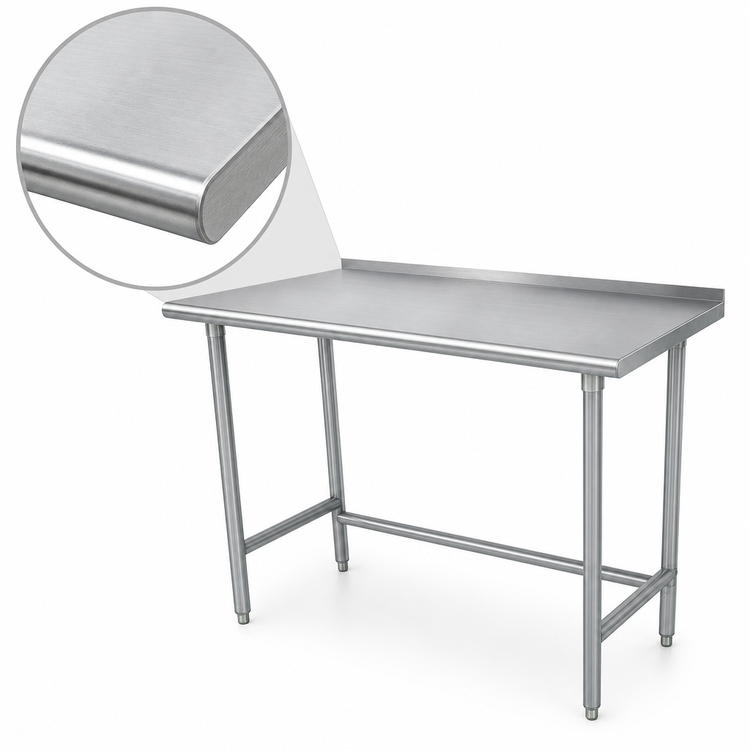 Product image #3 for Advance Tabco Special Value Series 84"W x 30"D Open Base Work Table with 1-1/2" Rear Backsplash